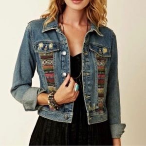 Free People Aztec Denim Jacket